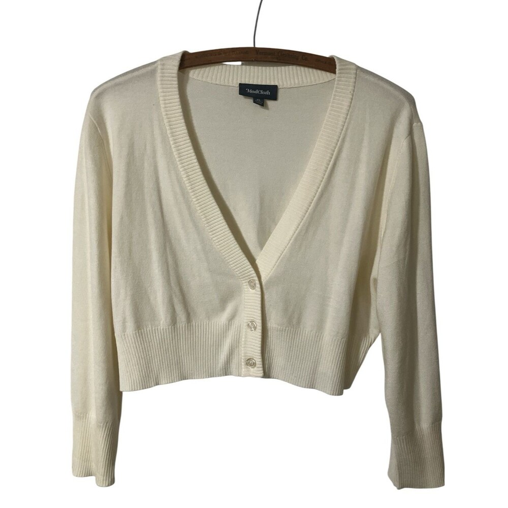 ModCloth "The Dream of the Crop Cardigan" Size XL Cream Off White Summer Cropped